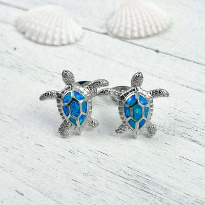 Opal Sea Turtle Stud Earrings