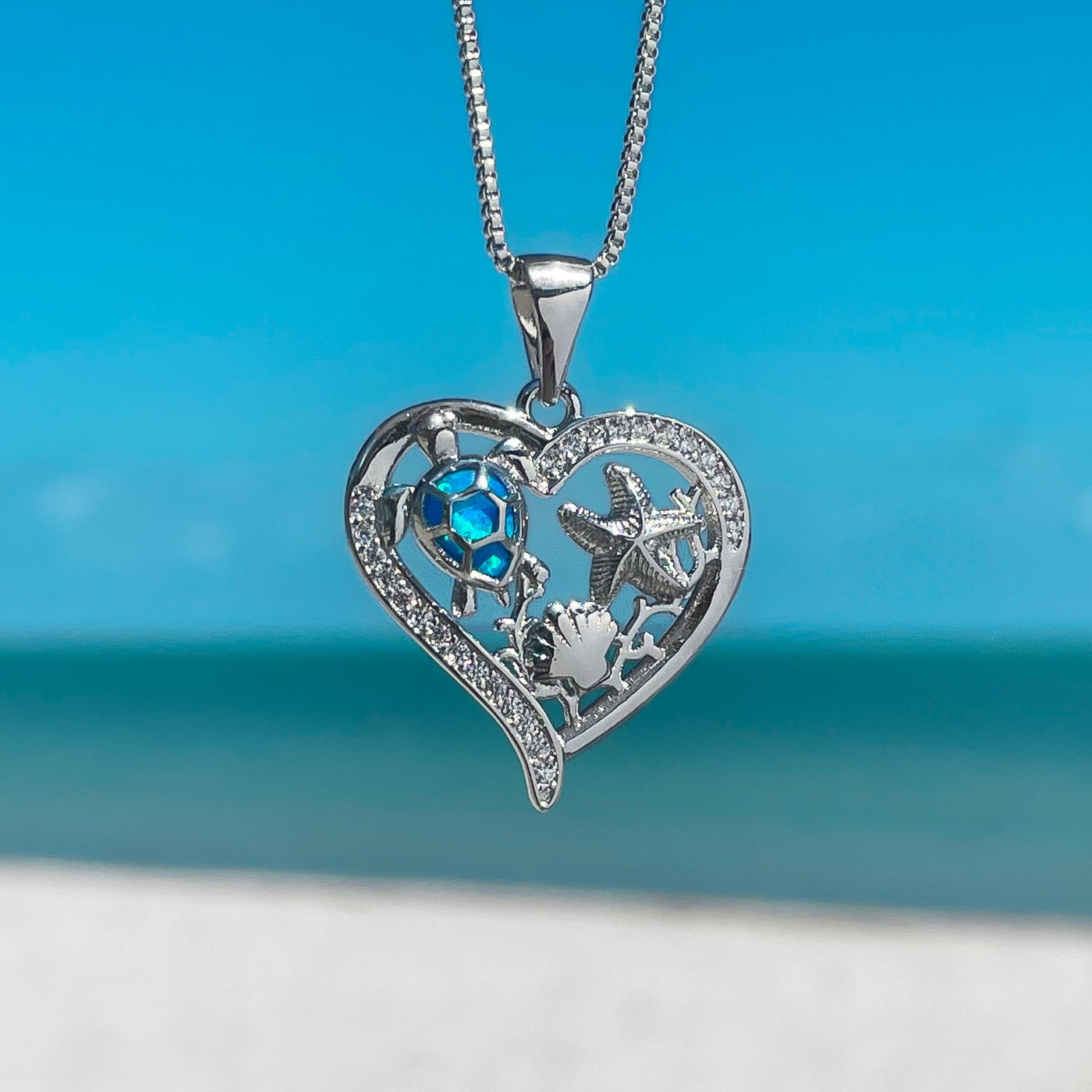 Opal Sea Turtle and Friends Love Necklace