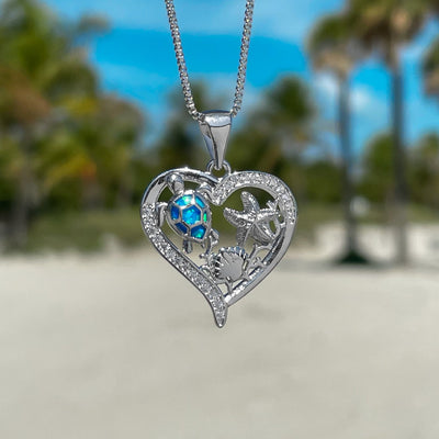 Opal Sea Turtle and Friends Love Necklace