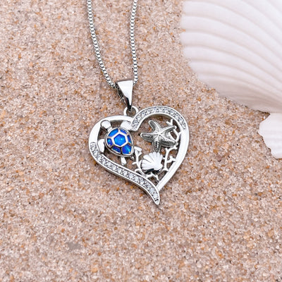 Opal Sea Turtle and Friends Love Necklace
