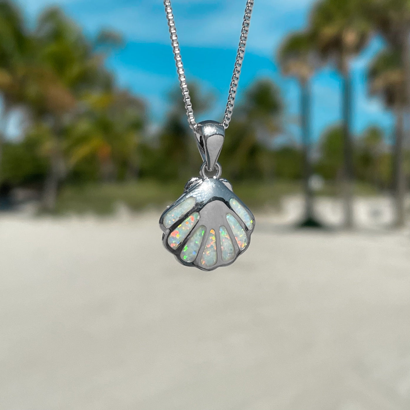 White Opal Shell Necklace