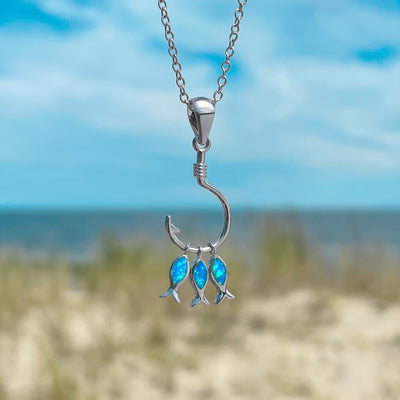 Opal Three Little Fish Necklace