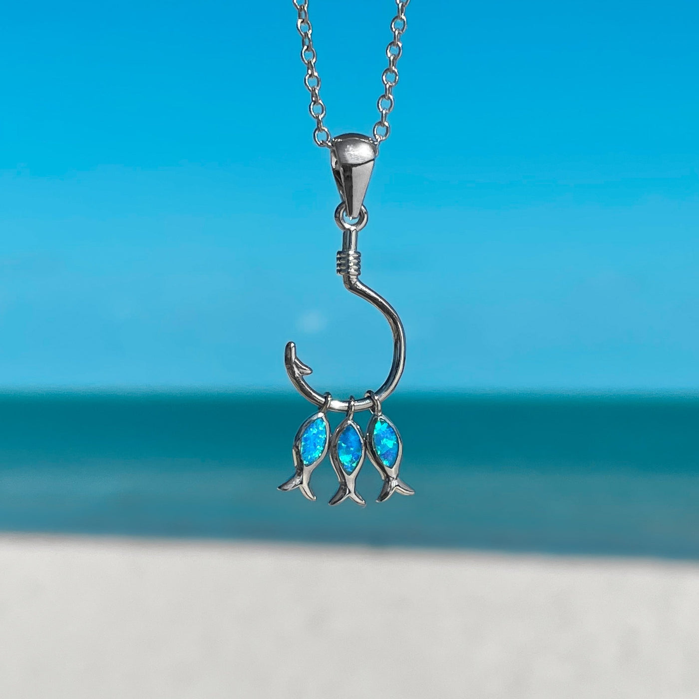 Opal Three Little Fish Necklace