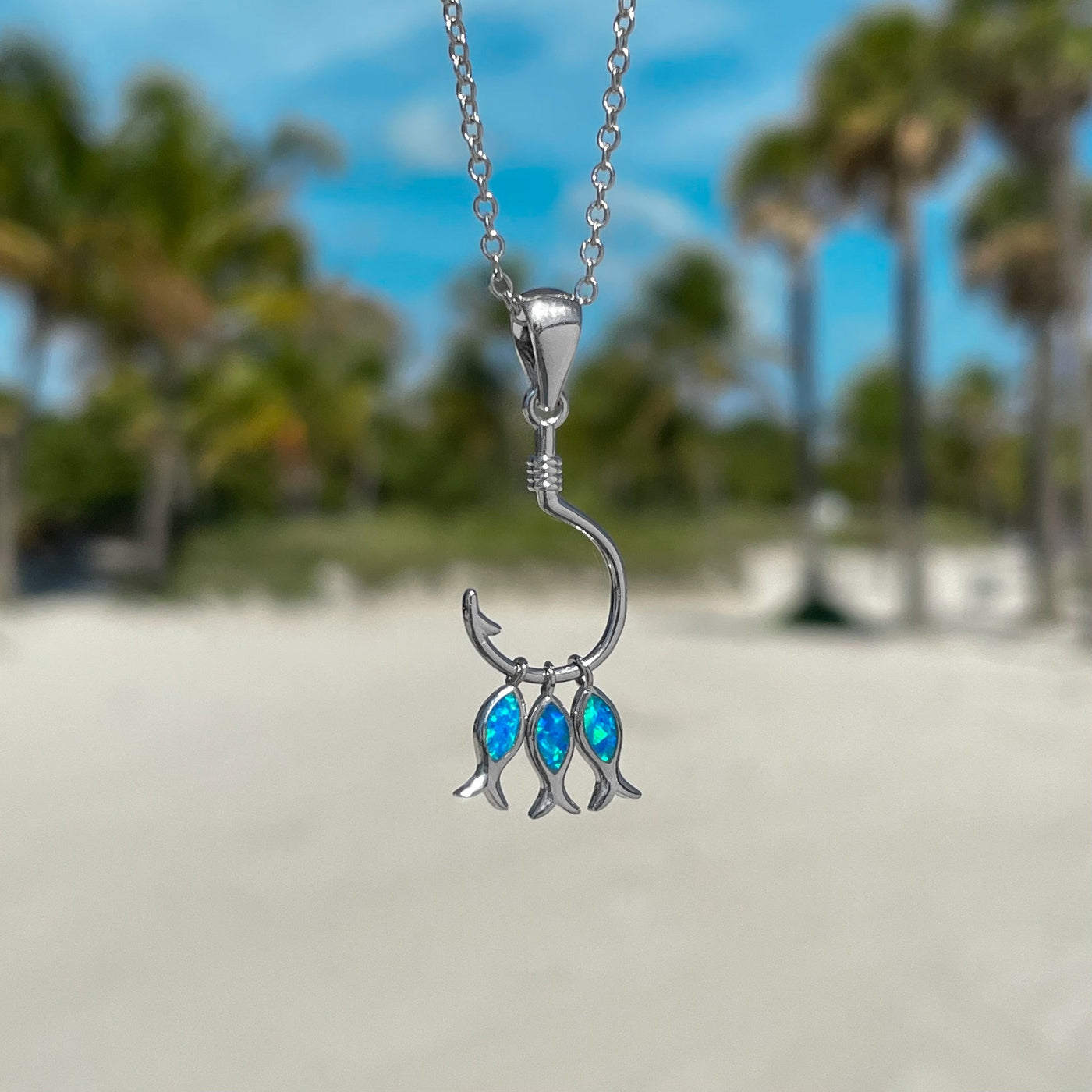 Opal Three Little Fish Necklace