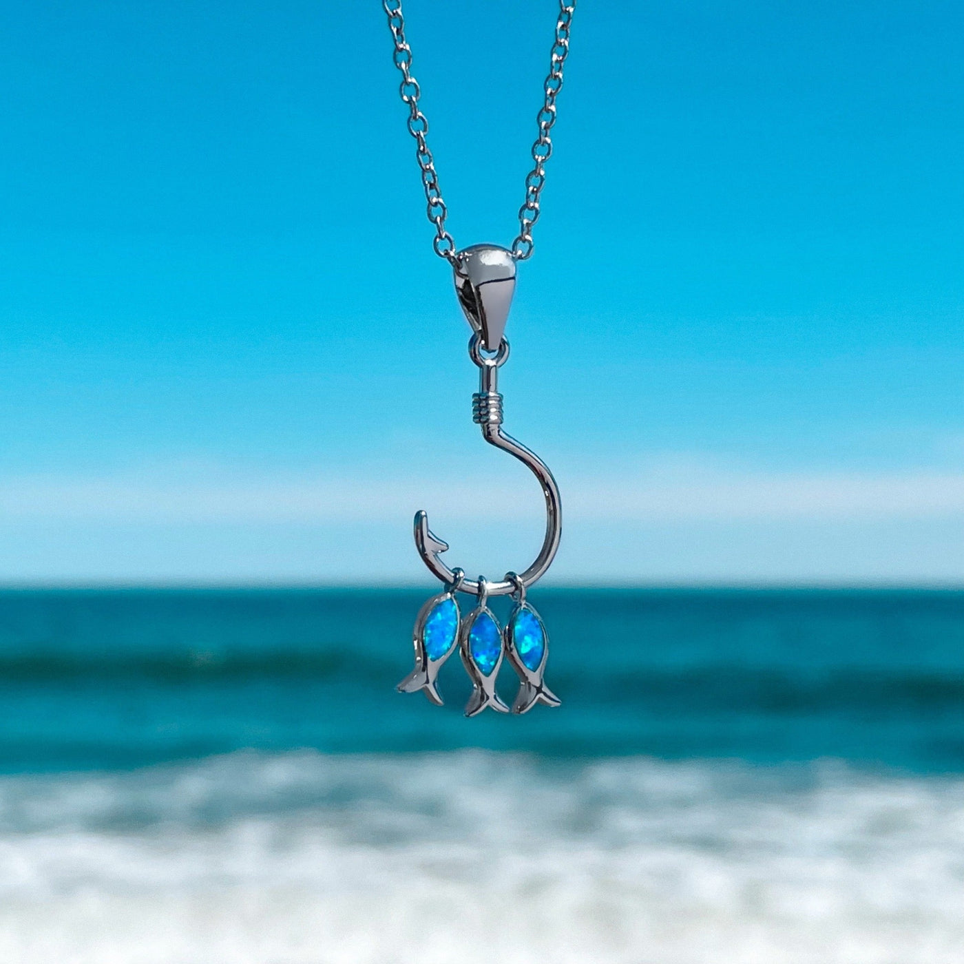 Opal Three Little Fish Necklace