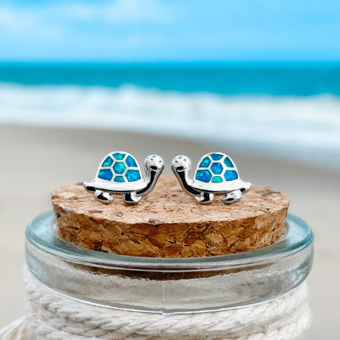 Opal Turtle Stud Earrings