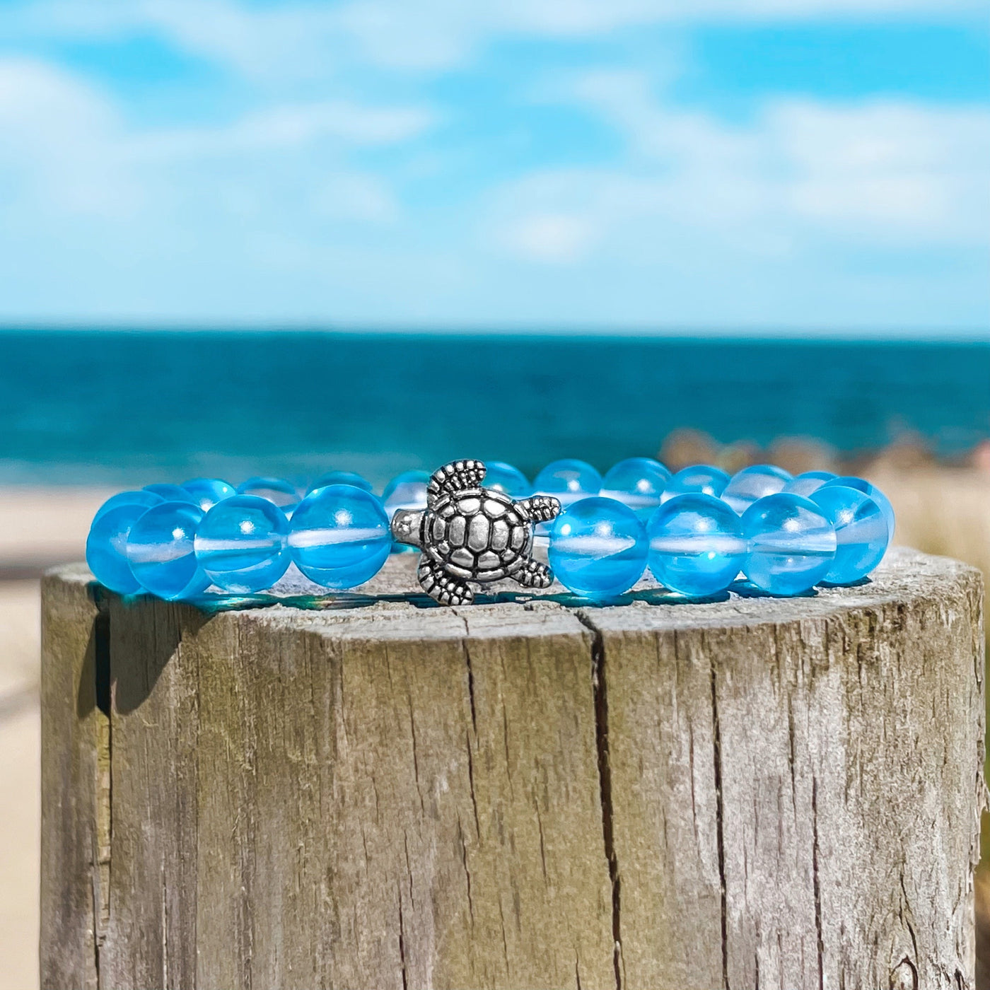 Sea Turtle Crystal Bracelet - Blue