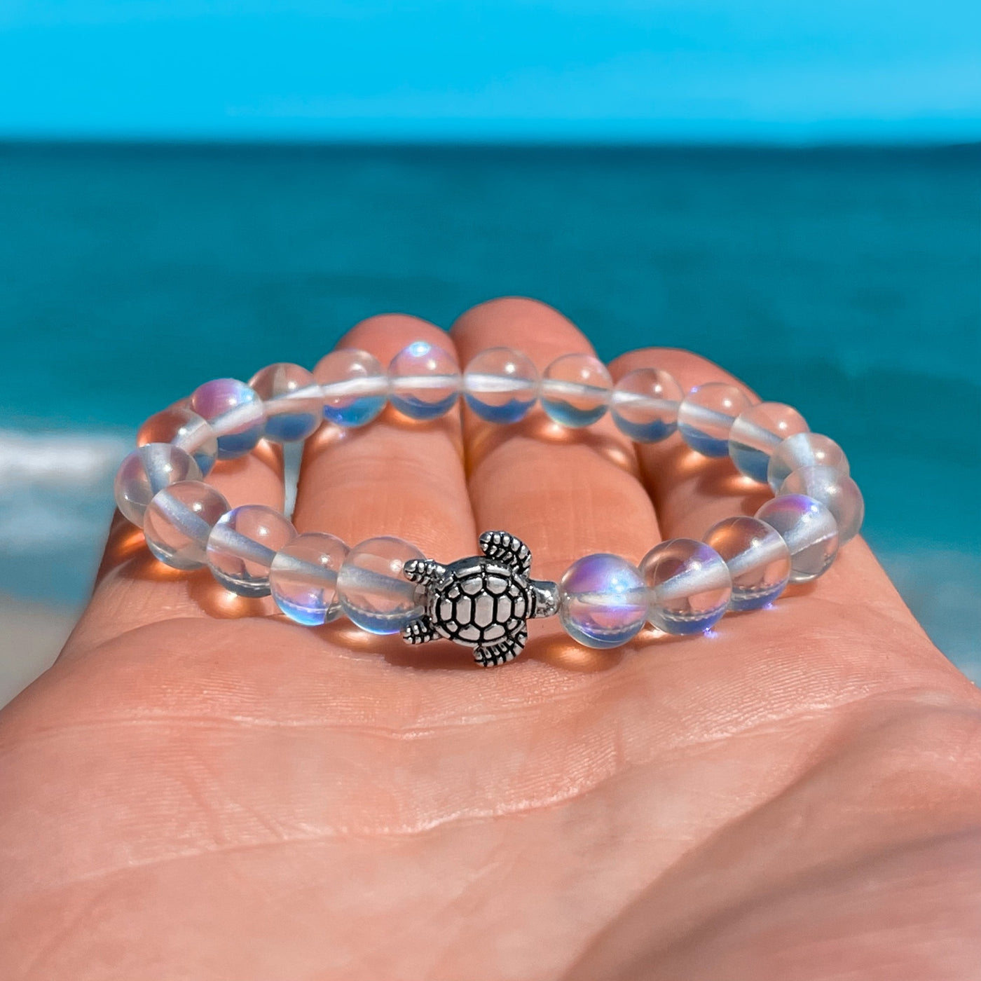 Holographic Sea Turtle Crystal Bracelet