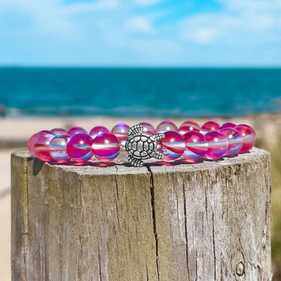 Sea Turtle Crystal Bracelet - Pink