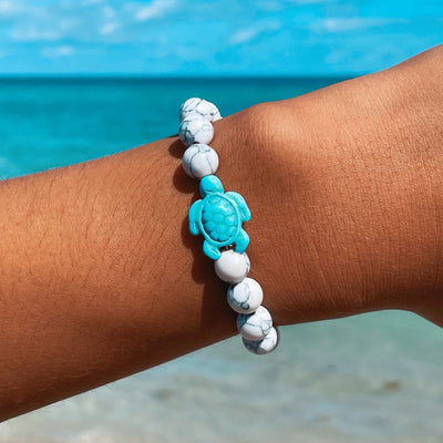 White Turquoise Sea Turtle Stone Bracelet