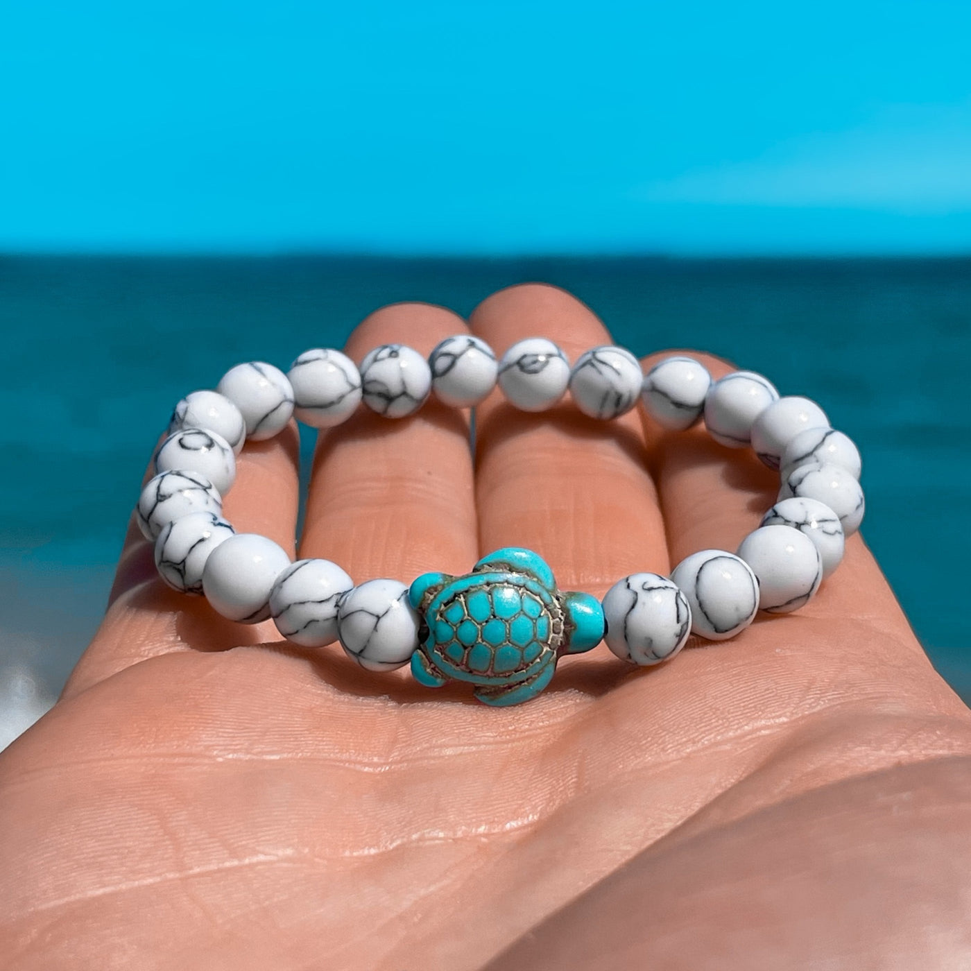 White Turquoise Sea Turtle Stone Bracelet