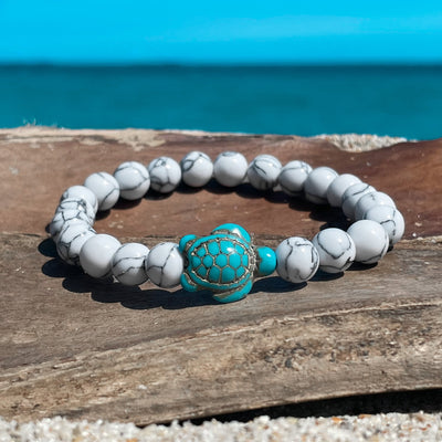 White Turquoise Sea Turtle Stone Bracelet