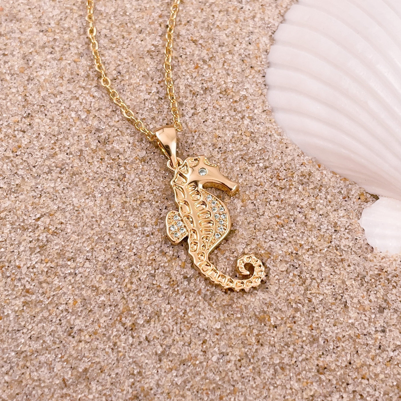 Sparkling Gold Seahorse Necklace