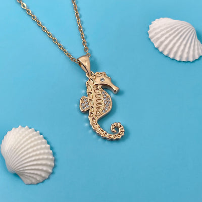 Sparkling Gold Seahorse Necklace