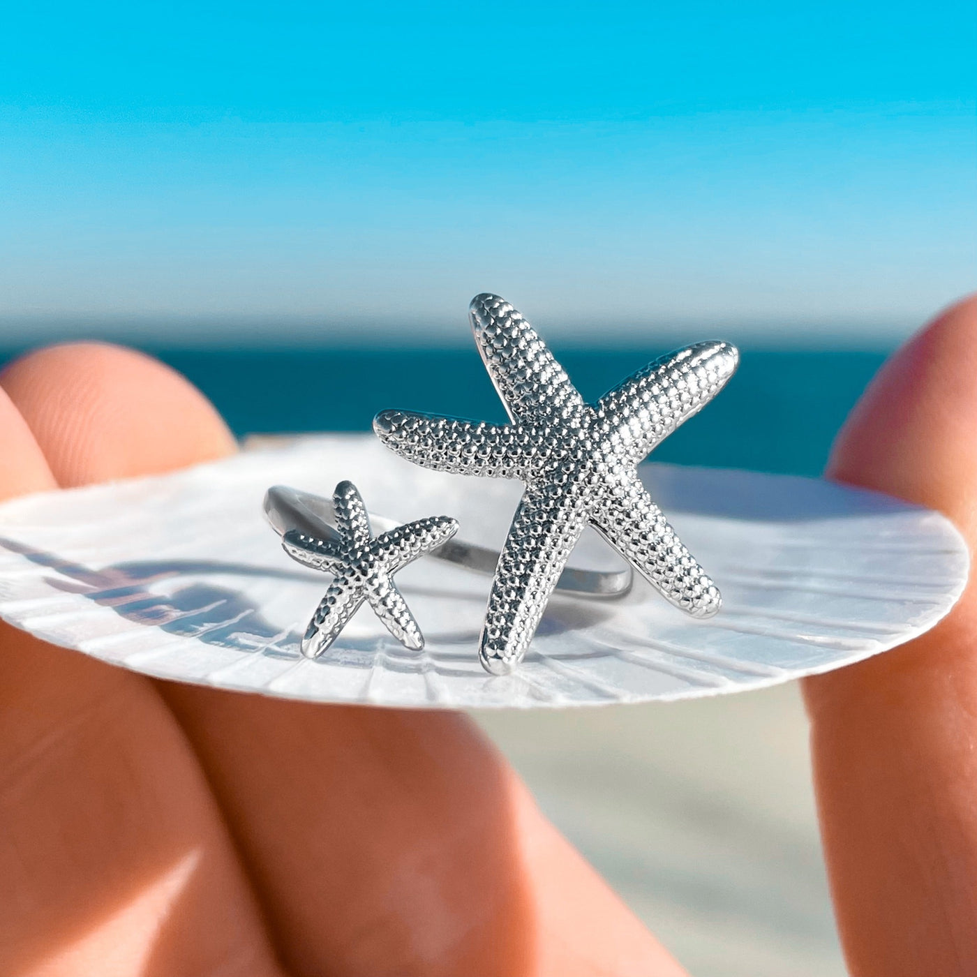 Silver Starfish Twist Ring