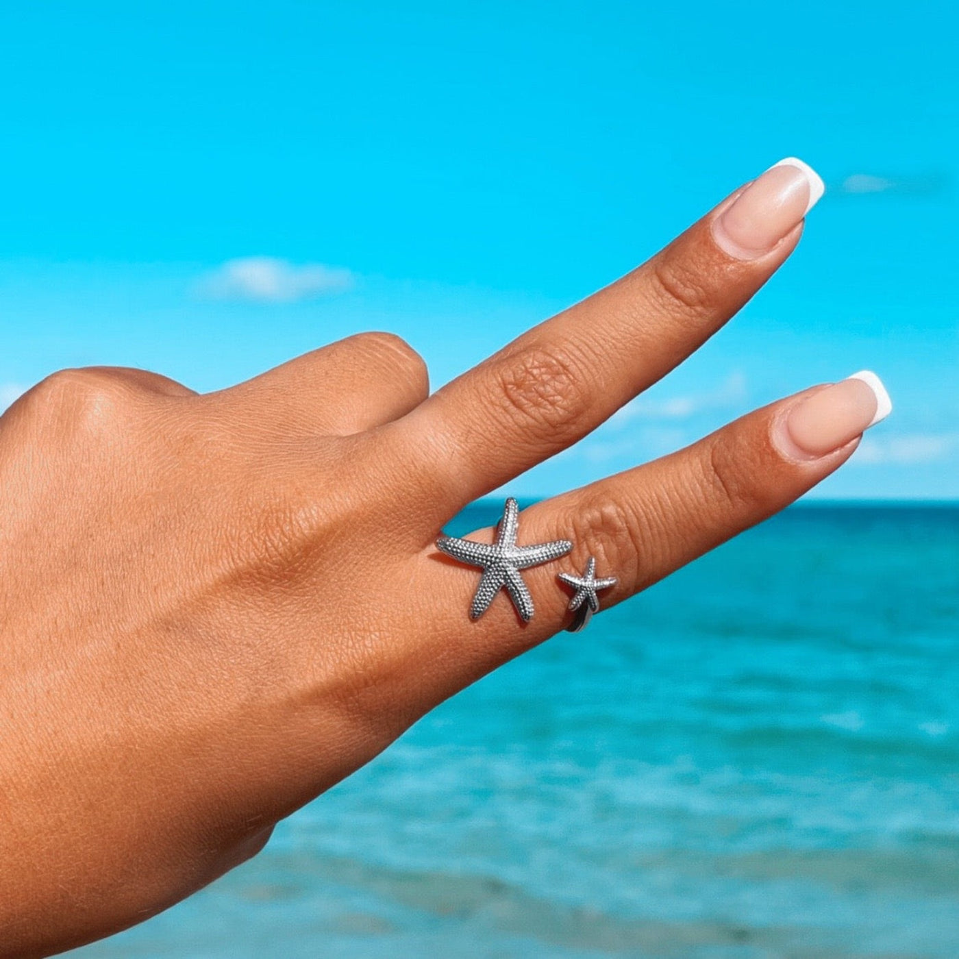 Silver Starfish Twist Ring
