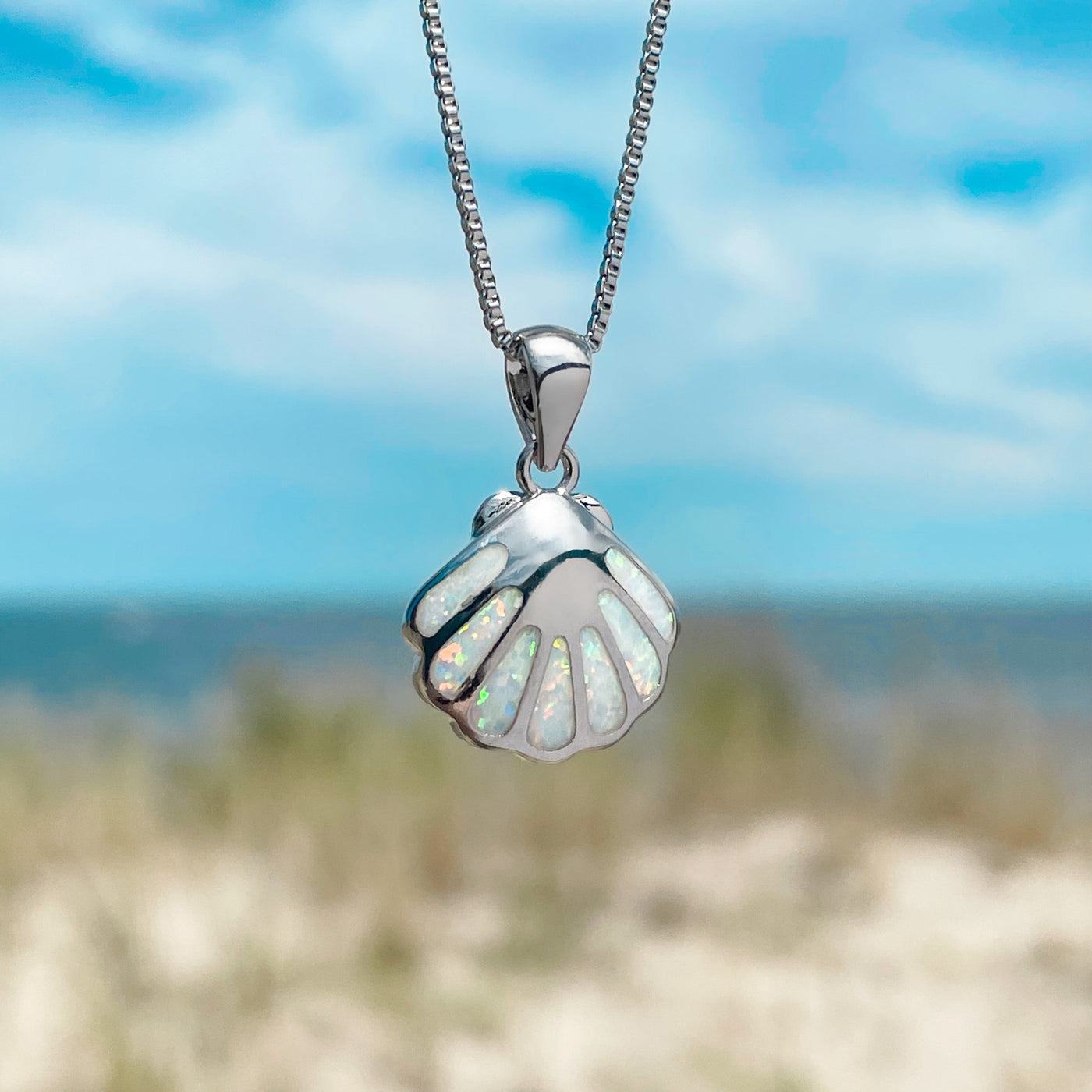 White Opal Shell Necklace