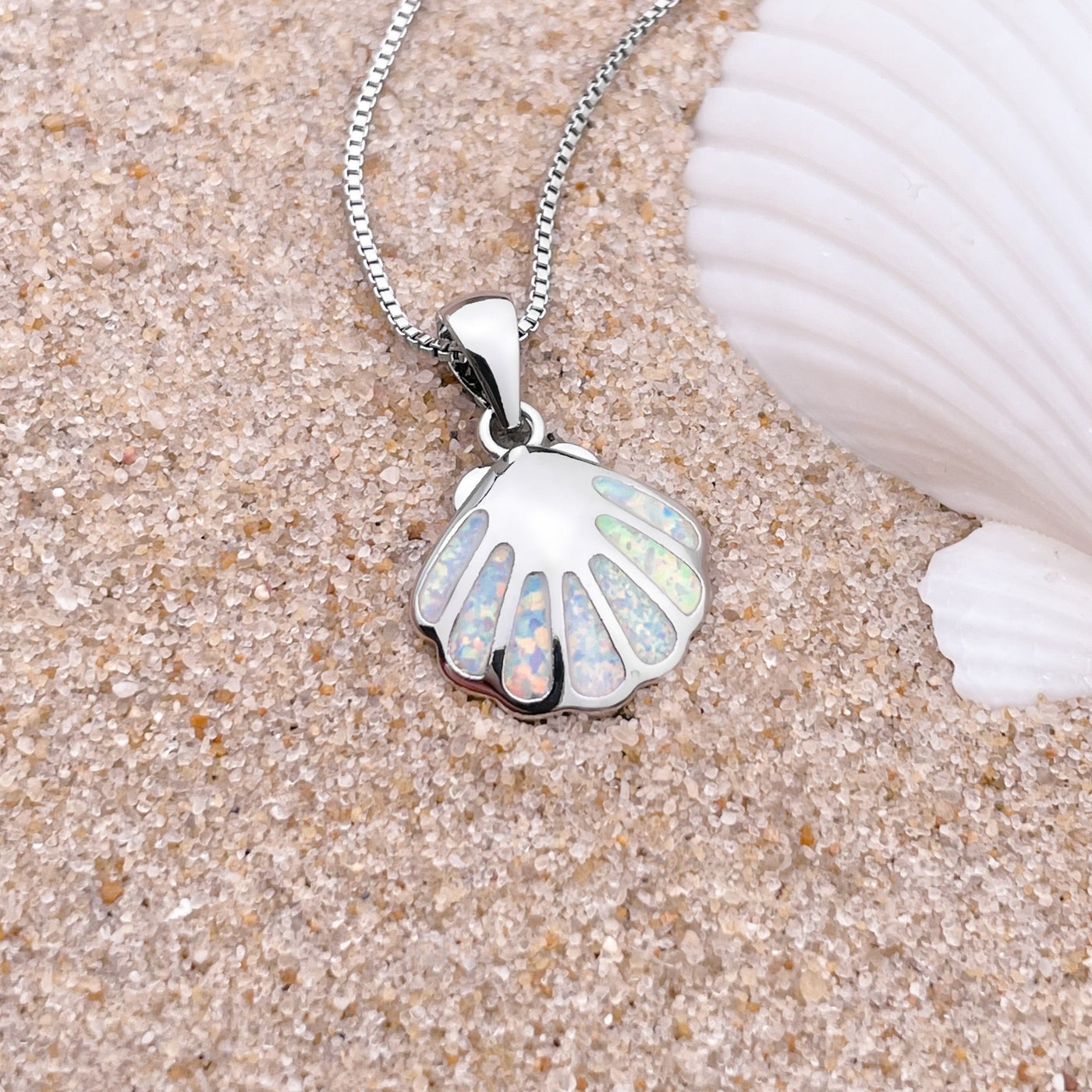 White Opal Shell Necklace