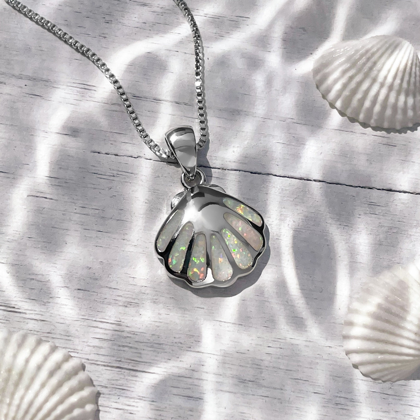 White Opal Shell Necklace